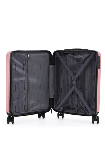 Walizka kabinowa Bonluo różowa Wizz Air twarda 55×40×20 cm odpinane koła