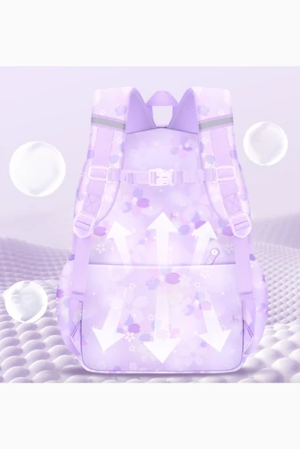  Plecak szkolny dla dzieci z kieszenią przednią, otwierany pod kątem 180°, ultralekki, fioletowy, wodoodporny, 44*31,5*17 cm