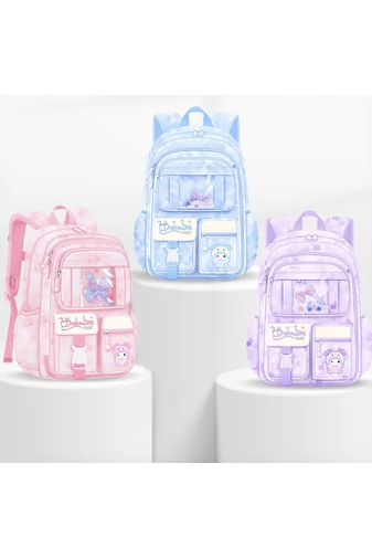  Plecak szkolny dla dzieci z kieszenią przednią, otwierany pod kątem 180°, ultralekki, fioletowy, wodoodporny, 44*31,5*17 cm