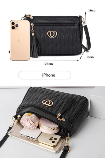  Damska torebka typu crossbody z ciemnoróżowego PU ze złotymi detalami, odporna na zarysowania i wodoodporna, model 26*16*cm