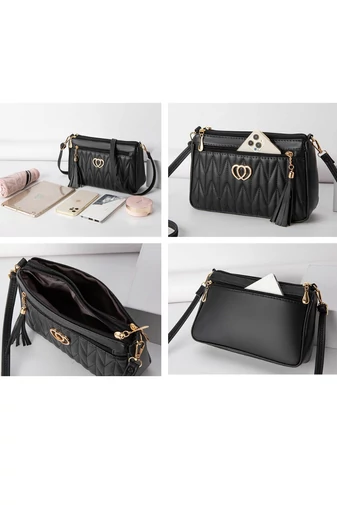  Damska torebka typu crossbody z ciemnoróżowego PU ze złotymi detalami, odporna na zarysowania i wodoodporna, model 26*16*cm