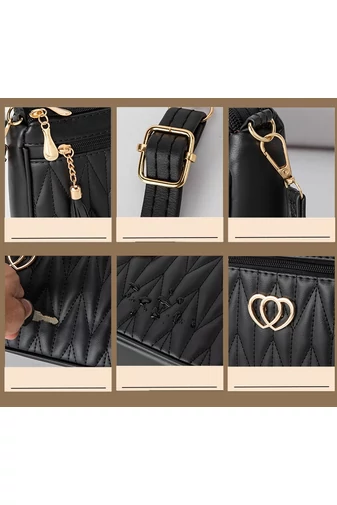  Damska torebka typu crossbody z ciemnoróżowego PU ze złotymi detalami, odporna na zarysowania i wodoodporna, model 26*16*cm