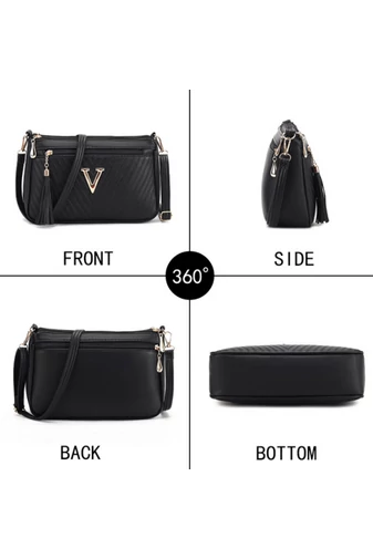 Damska torba na ramię z brązowego PU, wodoodporna, elegancka, z inicjałem V, 26*16*8 cm