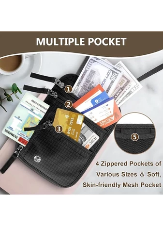  Bonluo Unisex Czarny Wodoodporny Etui na Dokumenty Podróżne Z Ochroną RFID 20*14 cm