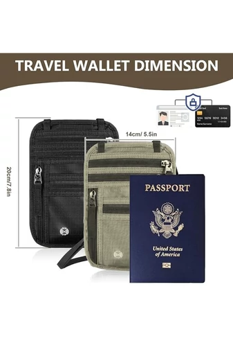  Bonluo Unisex Czarny Wodoodporny Etui na Dokumenty Podróżne Z Ochroną RFID 20*14 cm