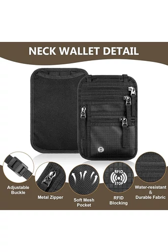  Bonluo Unisex Czarny Wodoodporny Etui na Dokumenty Podróżne Z Ochroną RFID 20*14 cm