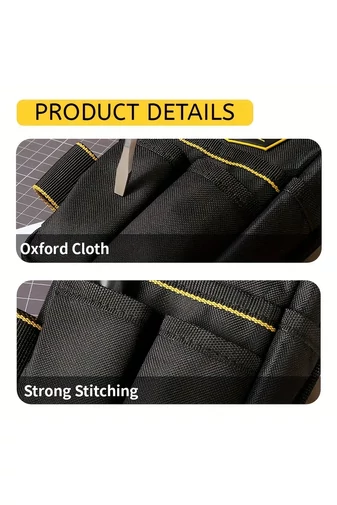  Czarny, wielofunkcyjny pas narzędziowy z tkaniny Oxford 23,5*12,5*6 cm
