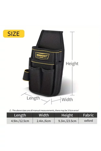  Czarny, wielofunkcyjny pas narzędziowy z tkaniny Oxford 23,5*12,5*6 cm