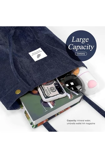  Torba typu tote Bonluo w kolorze granatowym, swobodna, pojemna, trwała i elegancka, 38*35*11 cm