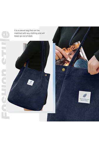  Torba typu tote Bonluo w kolorze granatowym, swobodna, pojemna, trwała i elegancka, 38*35*11 cm