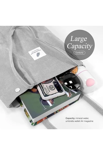 Torba typu tote Bonluo z szarego płótna, pojemna, trwała i elegancka, 38*35*11 cm