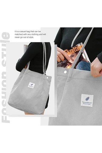 Torba typu tote Bonluo z szarego płótna, pojemna, trwała i elegancka, 38*35*11 cm