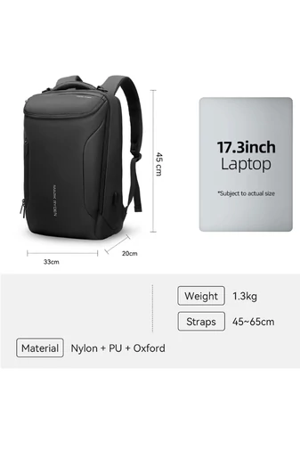  Mark Ryden Wielofunkcyjny plecak czarny na laptopa 17,3'', materiał PU + Oxford, port USB 45*33*20 cm