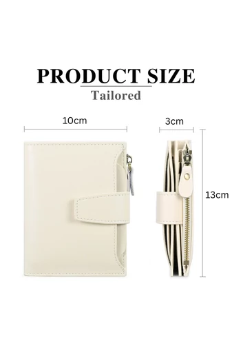  Portfel damski PU z ochroną RFID, beżowy Bonluo, 10*13*3 cm
