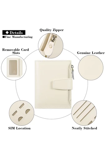  Portfel damski PU z ochroną RFID, beżowy Bonluo, 10*13*3 cm