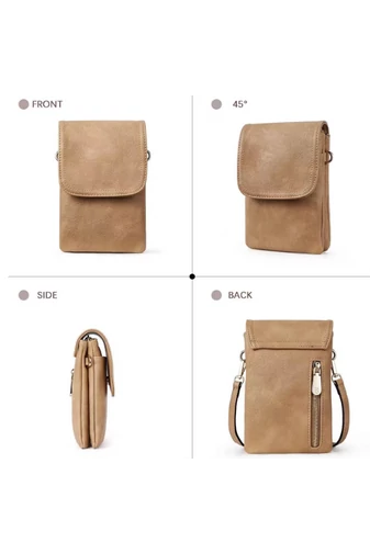  Bonluo Jasnobrązowa torebka na ramię z PU z wieloma kieszeniami i regulowanym paskiem 20*13*3