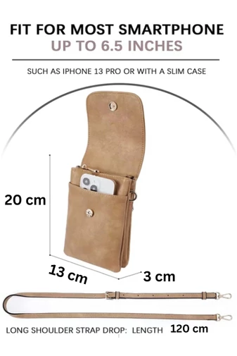  Bonluo Jasnobrązowa torebka na ramię z PU z wieloma kieszeniami i regulowanym paskiem 20*13*3