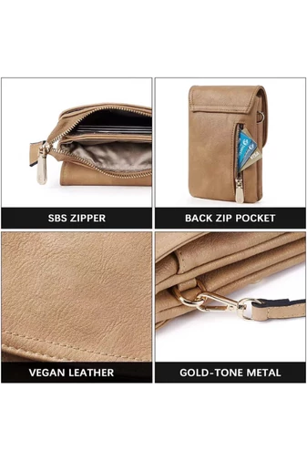  Bonluo Jasnobrązowa torebka na ramię z PU z wieloma kieszeniami i regulowanym paskiem 20*13*3