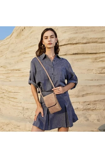  Bonluo Jasnobrązowa torebka na ramię z PU z wieloma kieszeniami i regulowanym paskiem 20*13*3