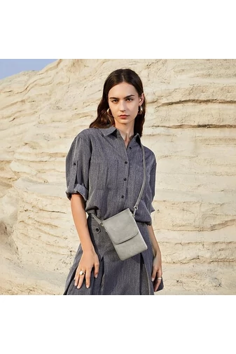  Bonluo Szara torebka typu crossbody z PU z wieloma kieszeniami i regulowanym paskiem 20*13*3