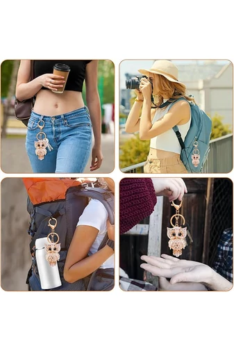  Brelok do kluczy Bonluo z białego metalu w kształcie sowy, zdobiony kryształami