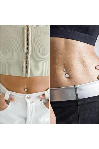 Piercing pępka z cyrkoniami ze stali nierdzewnej 316L
