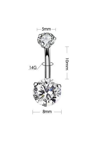 Piercing pępka z cyrkoniami ze stali nierdzewnej 316L