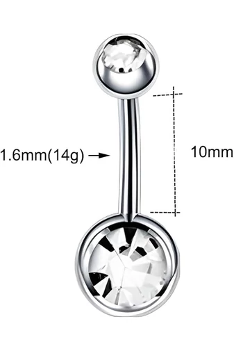  Elegancki prosty piercing pępka wykonany ze stali nierdzewnej 316L z cyrkoniami