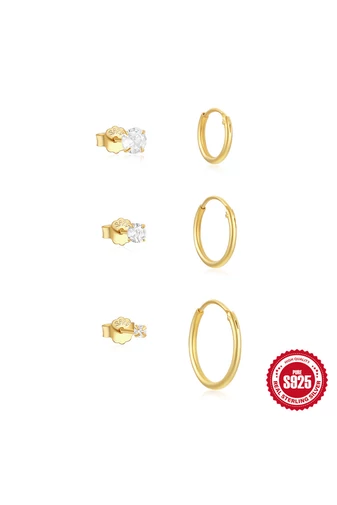  Elegancki i wyrafinowany zestaw do piercingu z cyrkonii 5A ze srebra 925 (6 szt.)