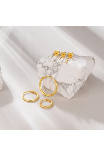  Elegancki i wyrafinowany zestaw do piercingu z cyrkonii 5A ze srebra 925 (6 szt.)