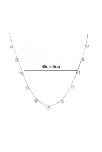  Łańcuszek ze srebra próby 925 z przezroczystymi kryształkami, długość 40 cm + przedłużka 5 cm