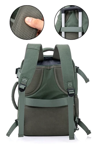  Plecak wielofunkcyjny Wizz Air 40*30*20 cm, ciemnozielony, Bonluo, z miejscem na laptop 15.6''