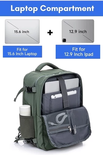  Plecak wielofunkcyjny Wizz Air 40*30*20 cm, ciemnozielony, Bonluo, z miejscem na laptop 15.6''