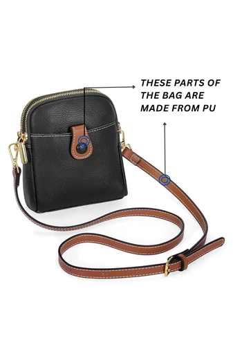  Torebka mini na ramię Bonluo brązowa ze skóry naturalnej, wymiary 20×14×8 cm