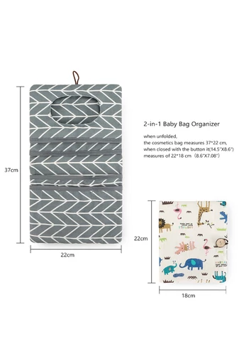  Składany organizer 2w1 dla mam, wykonany z bawełny i poliestru, uroczy wzór beżowy, 37*22 cm