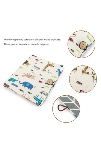  Składany organizer 2w1 dla mam, wykonany z bawełny i poliestru, uroczy wzór beżowy, 37*22 cm