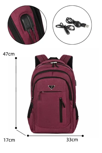 Wielofunkcyjny plecak z wodoodpornej i wytrzymałej tkaniny Oxford z portem USB, kolor niebieski, 47*33*17 cm
