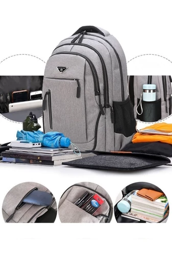  Wielofunkcyjny plecak z wodoodpornej i wytrzymałej tkaniny Oxford z portem USB, kolor niebieski, 47*33*17 cm