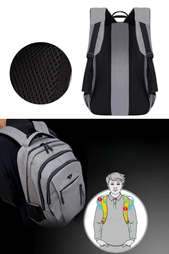  Wielofunkcyjny plecak z wodoodpornej i wytrzymałej tkaniny Oxford z portem USB, kolor niebieski, 47*33*17 cm