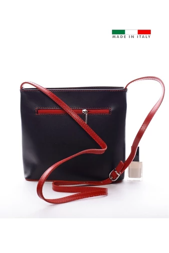 Damska torebka na ramię w kolorze czarnym z motywem kwiatu wiśni, wykonana ze skóry naturalnej, 22*19*8 cm