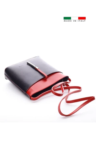 Damska torebka na ramię w kolorze czarnym z motywem kwiatu wiśni, wykonana ze skóry naturalnej, 22*19*8 cm