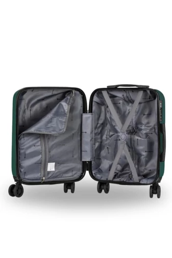 Walizka kabinowa Bonluo ciemnozielona Wizz Air Ryanair 40×30×20 cm twarda odpinane koła