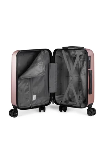 Walizka kabinowa Bonluo rosegold Wizz Air Ryanair 40×30×20 cm twarda odpinane koła