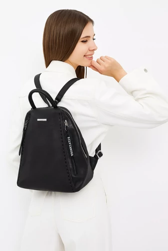  Plecak damski Silvia Rosa z czarnej ekoskóry, rozmiar 32*32*12 cm