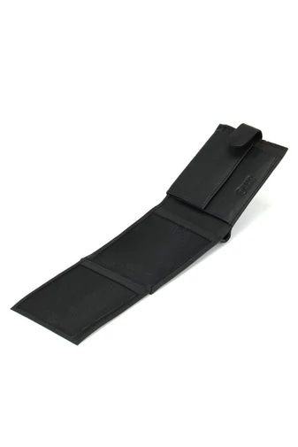  Męski portfel skórzany z ochroną RFID, czarny z eleganckimi czerwonymi detalami, 9*12,5*2 cm