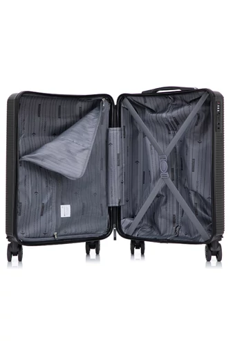 Walizka kabinowa Bonluo ciemnoszara Wizz Air twarda 55×40×20 cm odpinane koła