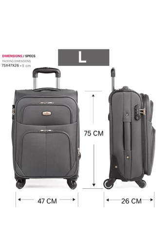 Zestaw 3 walizek o miękkich ściankach, kolor ciemnoniebieski, rozszerzalny (4 koła)