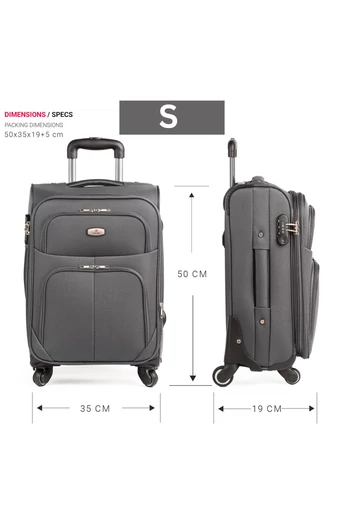 Zestaw 3 walizek o miękkich ściankach, kolor ciemnoniebieski, rozszerzalny (4 koła)