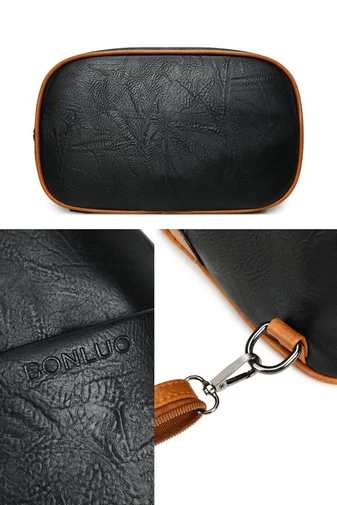 Plecak damski 2 w 1 na ramię, czarny, Bonluo, wykonany ze skóry PU, rozmiar 29*29*17 cm