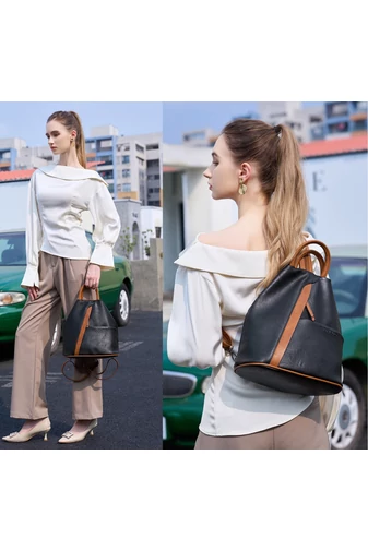 Plecak damski 2 w 1 na ramię, czarny, Bonluo, wykonany ze skóry PU, rozmiar 29*29*17 cm